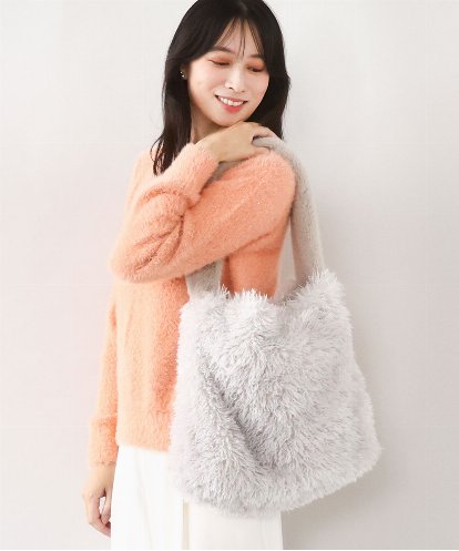 BPCAD02140 MK MICHEL KLEIN BAG [2WAY]ファーショルダースクエアデザインバッグ