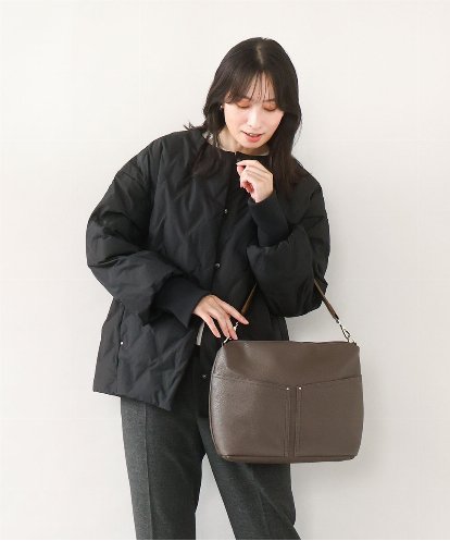 BPCAD11140 MK MICHEL KLEIN BAG [2WAY]合成皮革ダブルポケットスクエアバッグ