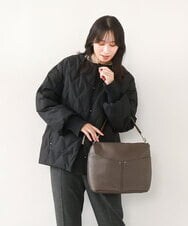 BPCAD11140 MK MICHEL KLEIN BAG(MK ミッシェルクラン バッグ) [2WAY]合成皮革ダブルポケットスクエアバッグ ブラウン