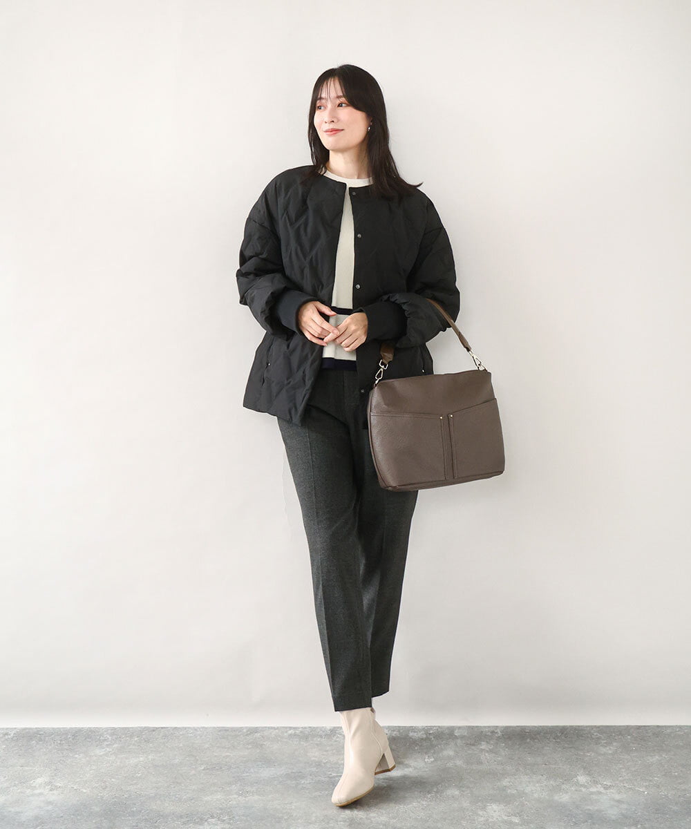 BPCAD11140 MK MICHEL KLEIN BAG(MK ミッシェルクラン バッグ) [2WAY]合成皮革ダブルポケットスクエアバッグ ブラウン