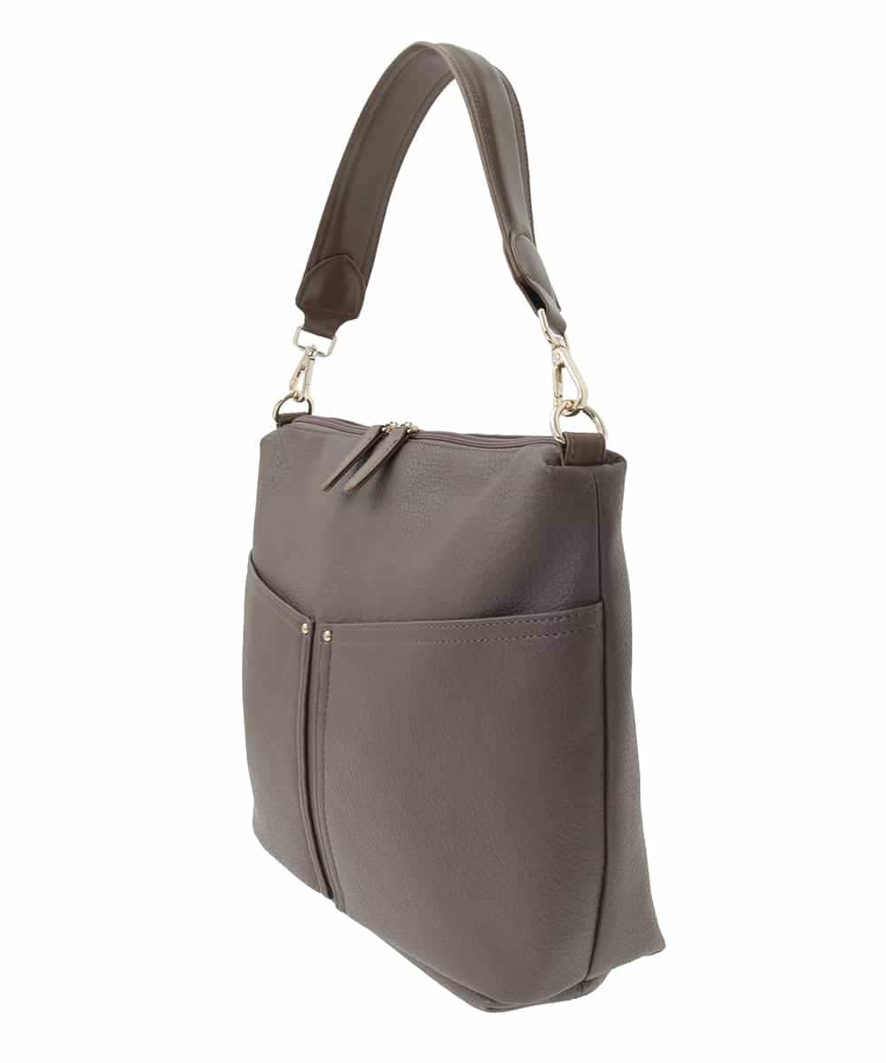 BPCAD11140 MK MICHEL KLEIN BAG(MK ミッシェルクラン バッグ) [2WAY]合成皮革ダブルポケットスクエアバッグ ブラウン