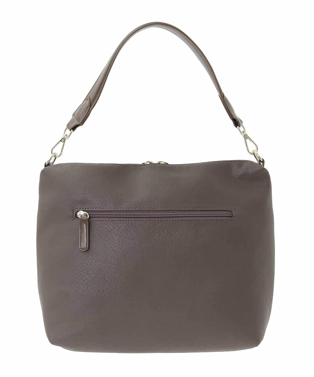 BPCAD11140 MK MICHEL KLEIN BAG(MK ミッシェルクラン バッグ) [2WAY]合成皮革ダブルポケットスクエアバッグ ブラウン