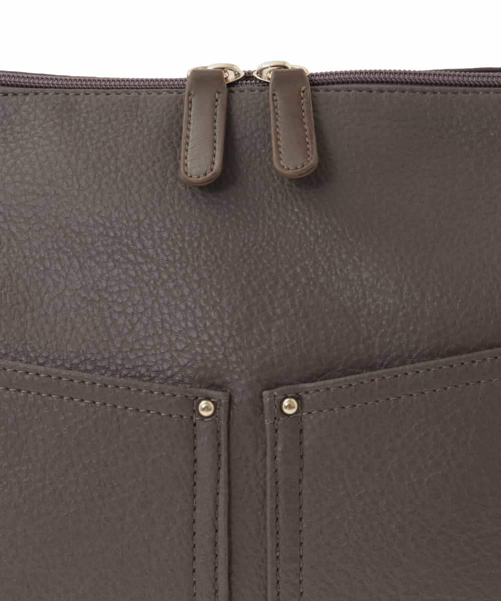 BPCAD11140 MK MICHEL KLEIN BAG(MK ミッシェルクラン バッグ) [2WAY]合成皮革ダブルポケットスクエアバッグ ブラウン