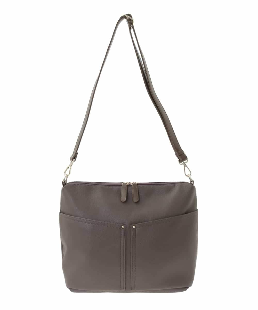 BPCAD11140 MK MICHEL KLEIN BAG(MK ミッシェルクラン バッグ) [2WAY]合成皮革ダブルポケットスクエアバッグ ブラウン