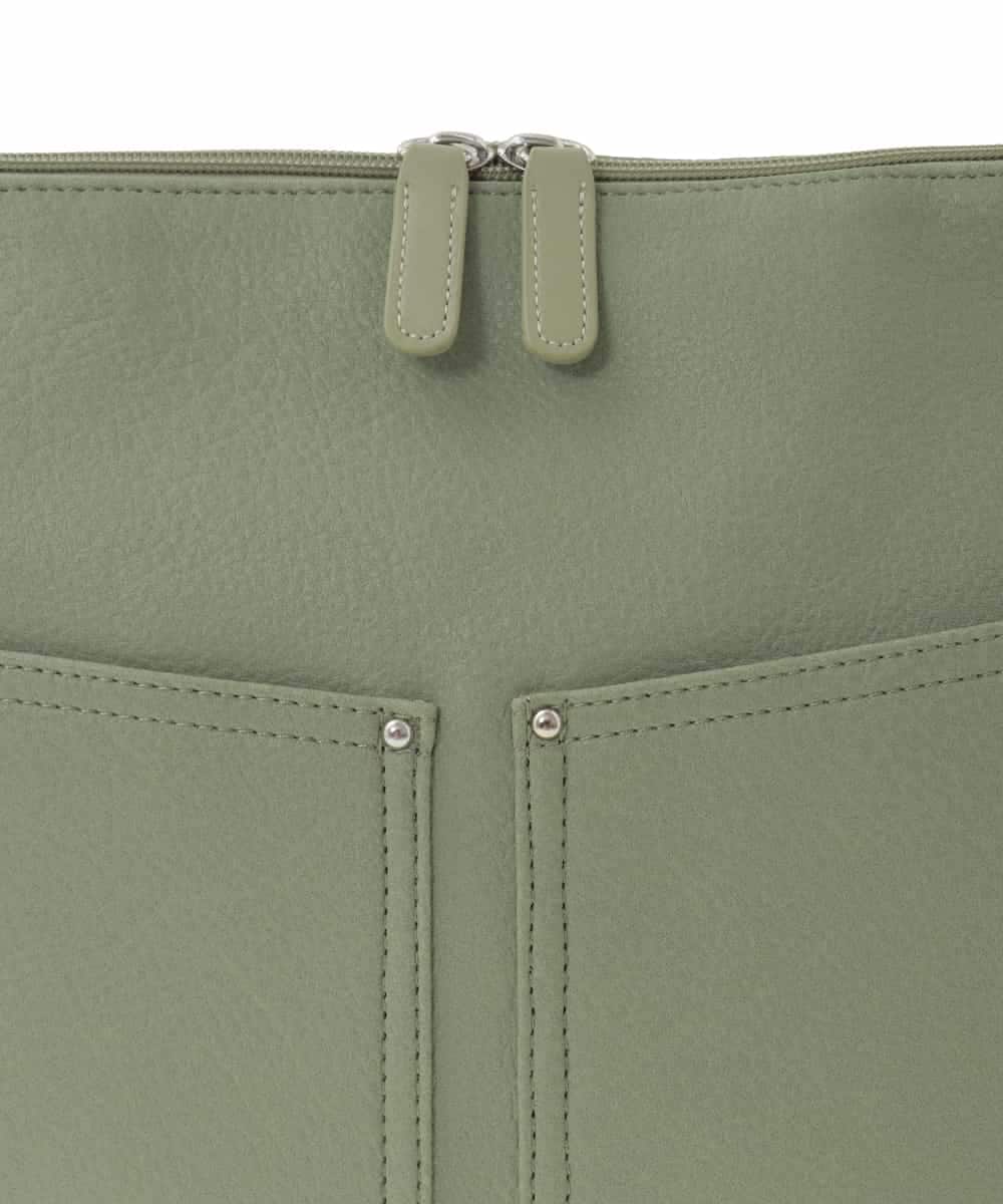 BPCAD11140 MK MICHEL KLEIN BAG(MK ミッシェルクラン バッグ) [2WAY]合成皮革ダブルポケットスクエアバッグ ブラウン