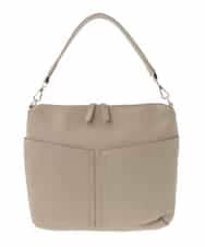 BPCAD11140 MK MICHEL KLEIN BAG(MK ミッシェルクラン バッグ) [2WAY]合成皮革ダブルポケットスクエアバッグ ベージュ