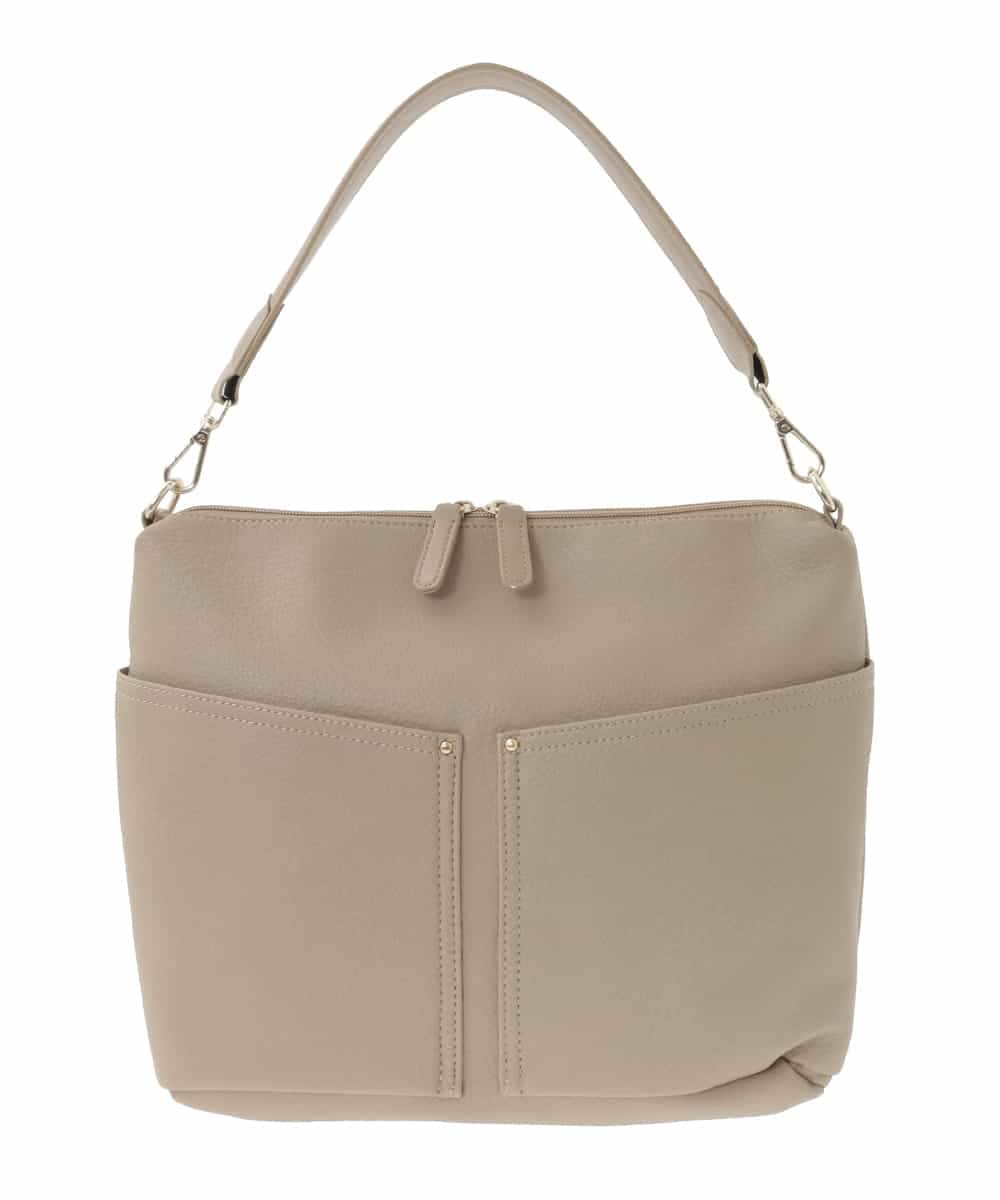 BPCAD11140 MK MICHEL KLEIN BAG(MK ミッシェルクラン バッグ) [2WAY]合成皮革ダブルポケットスクエアバッグ ベージュ