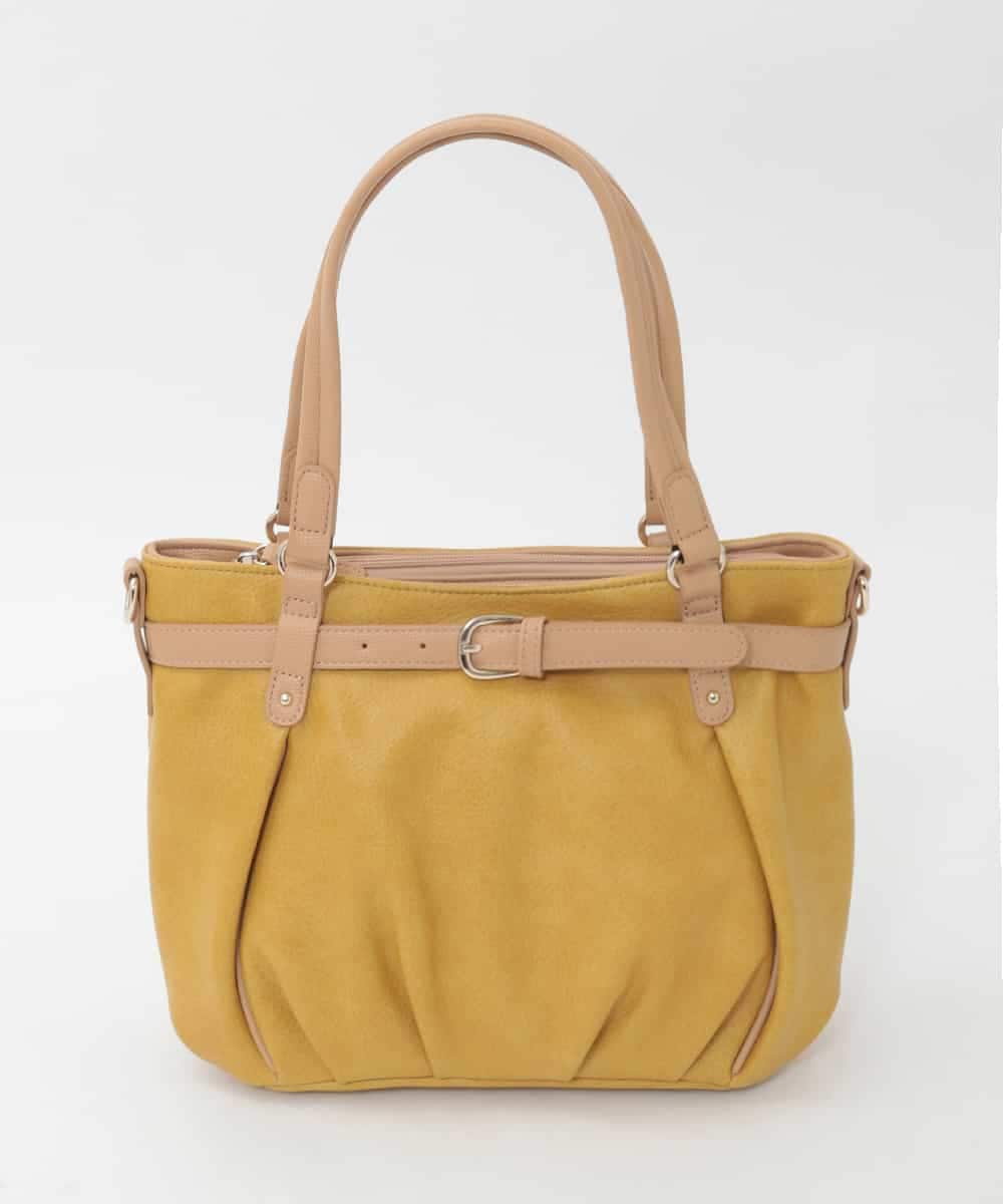BPCAG80170 MK MICHEL KLEIN BAG(MK ミッシェルクラン バッグ) [2WAY]フロントベルトタックデザイントートバッグ イエロー