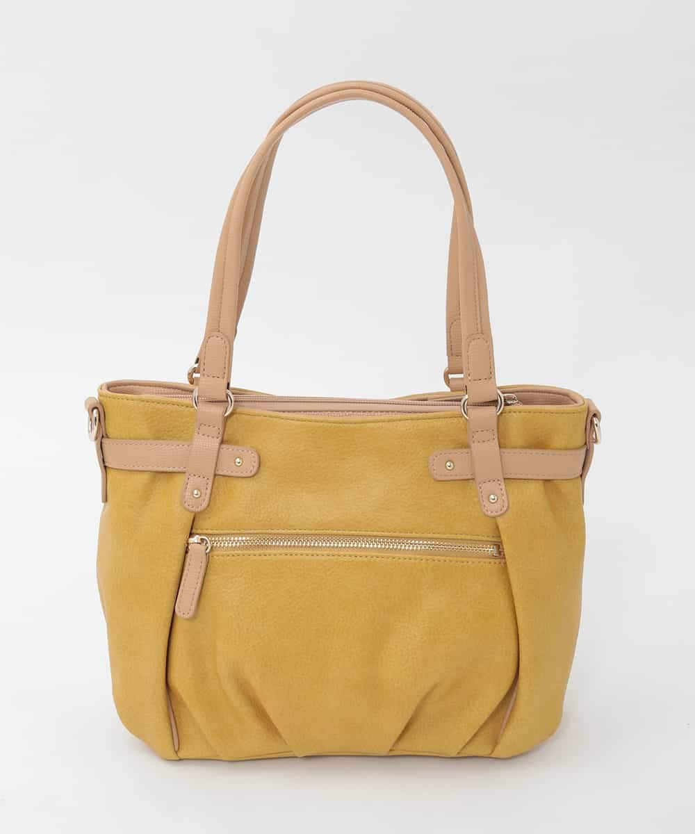 BPCAG80170 MK MICHEL KLEIN BAG(MK ミッシェルクラン バッグ) [2WAY]フロントベルトタックデザイントートバッグ イエロー