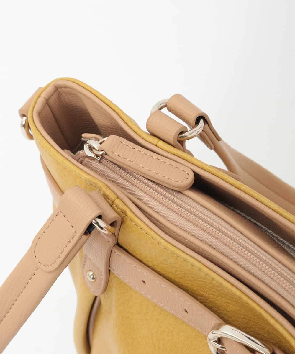 BPCAG80170 MK MICHEL KLEIN BAG(MK ミッシェルクラン バッグ) [2WAY]フロントベルトタックデザイントートバッグ イエロー
