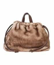 BPCAM13150 MK MICHEL KLEIN BAG(MK ミッシェルクラン バッグ) [5WAY]ファーポーチ付きがま口トートバッグ キャメル