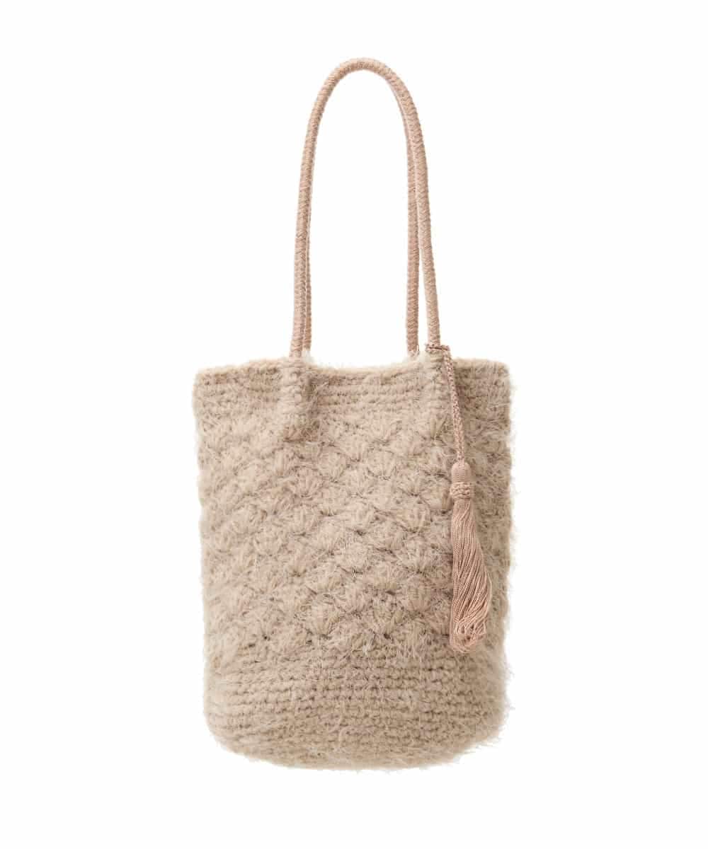BPCAS01130 MK MICHEL KLEIN BAG(MK ミッシェルクラン バッグ) タッセル付きニットバッグ ベージュ