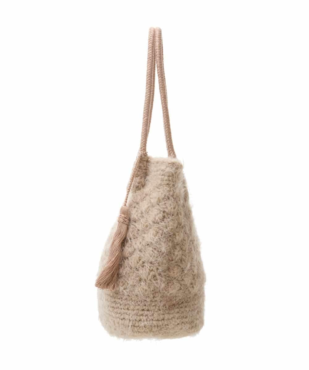 BPCAS01130 MK MICHEL KLEIN BAG(MK ミッシェルクラン バッグ) タッセル付きニットバッグ ベージュ