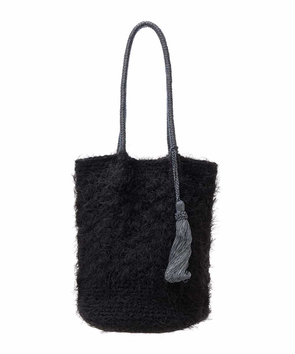 BPCAS01130 MK MICHEL KLEIN BAG(MK ミッシェルクラン バッグ) タッセル付きニットバッグ ブラック