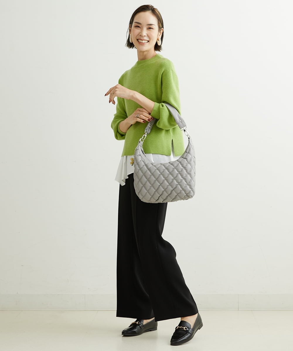 BPCAS05130 MK MICHEL KLEIN BAG(MK ミッシェルクラン バッグ) [チャーム付]キルティングデザインバッグ グレー