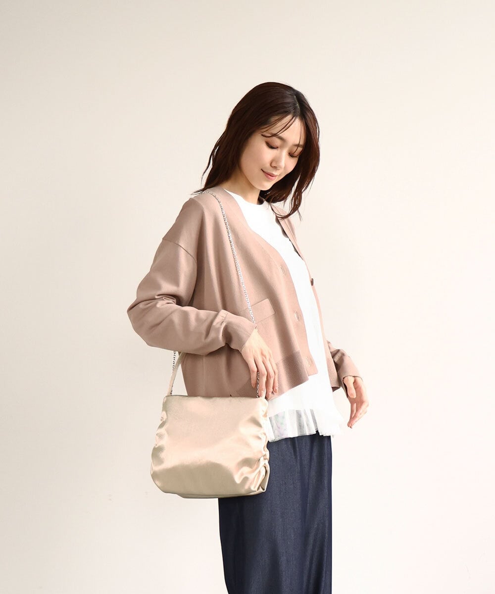 BPCEA11120 MK MICHEL KLEIN BAG(MK ミッシェルクラン バッグ) [2WAY]サイドギャザーサテントートバッグ ベージュ