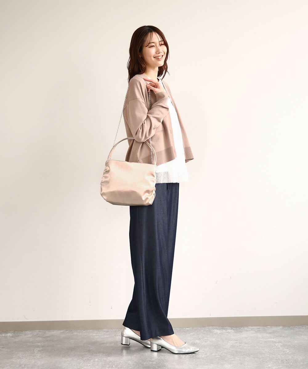 BPCEA11120 MK MICHEL KLEIN BAG(MK ミッシェルクラン バッグ) [2WAY]サイドギャザーサテントートバッグ ベージュ
