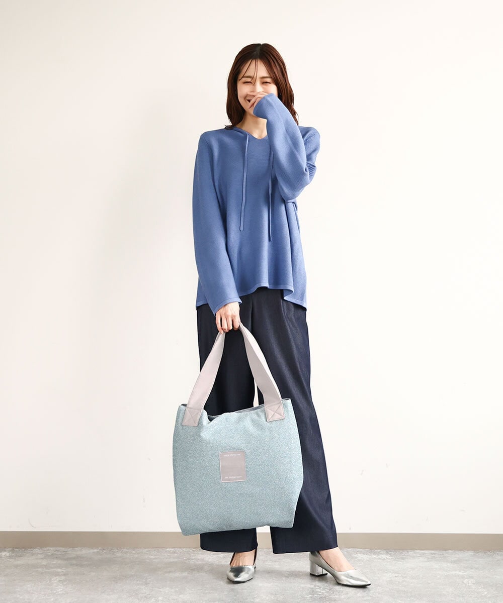 BPCEA12120 MK MICHEL KLEIN BAG(MK ミッシェルクラン バッグ) メタリックラメスクエアトートバッグ ライトブルー