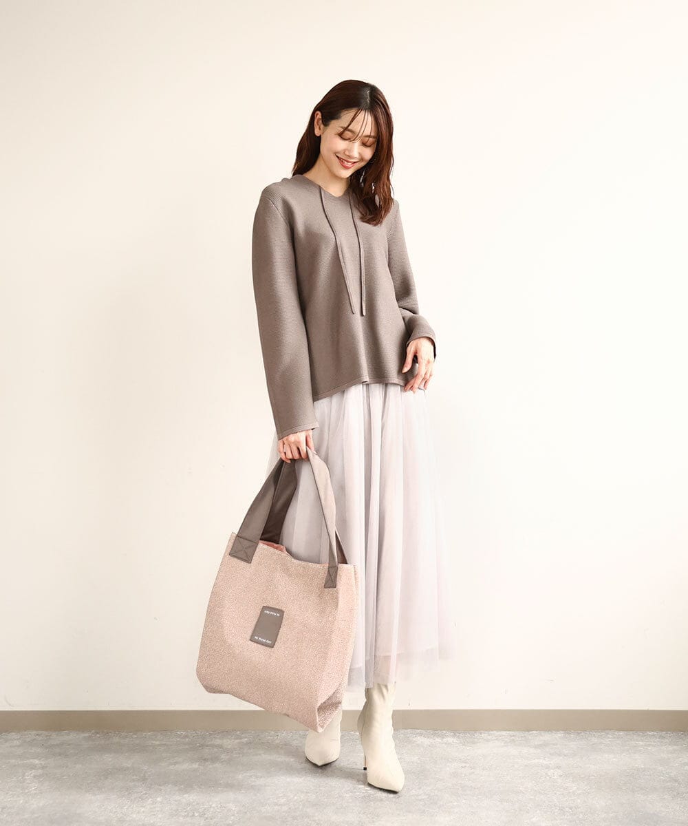 BPCEA12120 MK MICHEL KLEIN BAG(MK ミッシェルクラン バッグ) メタリックラメスクエアトートバッグ ライトブルー