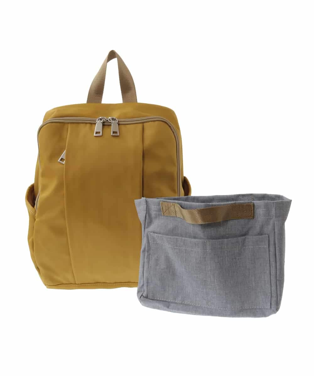 BPCEA22160 MK MICHEL KLEIN BAG(MK ミッシェルクラン バッグ) [撥水/収納アドバイザー監修]タックデザインコンパクトリュック マスタード