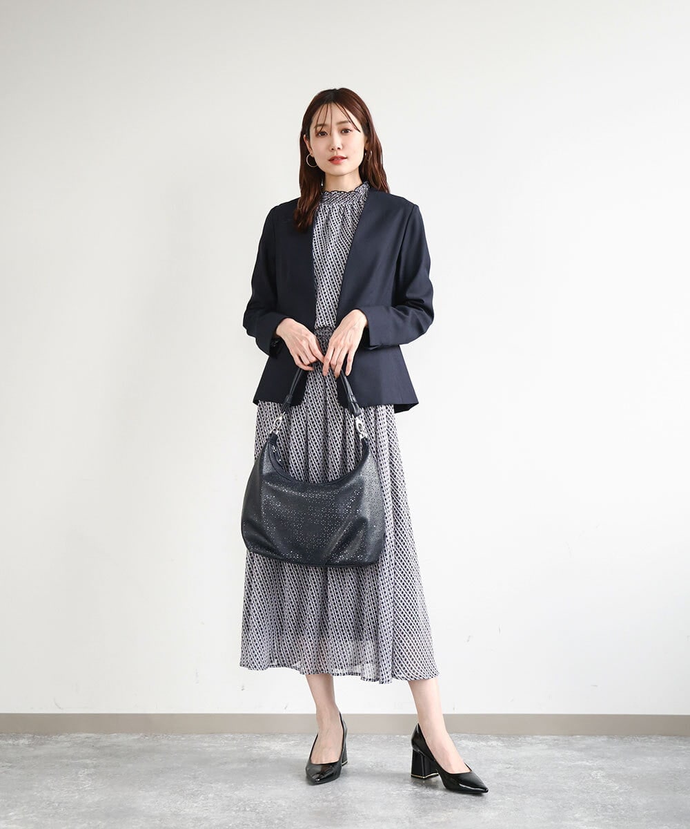 BPCEA31150 MK MICHEL KLEIN BAG(MK ミッシェルクラン バッグ) [2WAY]フラワーパンチングデザイントートバッグ ネイビー