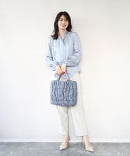 BPCED12120 MK MICHEL KLEIN BAG(MK ミッシェルクラン バッグ) [A4収納可/300g以下の軽量]ギャザーデザインナイロントートバッグ ライトブルー