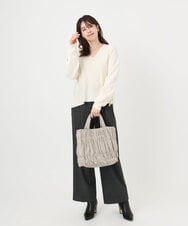 BPCED12120 MK MICHEL KLEIN BAG(MK ミッシェルクラン バッグ) [A4収納可/300g以下の軽量]ギャザーデザインナイロントートバッグ アイボリー