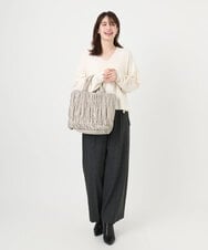 BPCED12120 MK MICHEL KLEIN BAG(MK ミッシェルクラン バッグ) [A4収納可/300g以下の軽量]ギャザーデザインナイロントートバッグ アイボリー