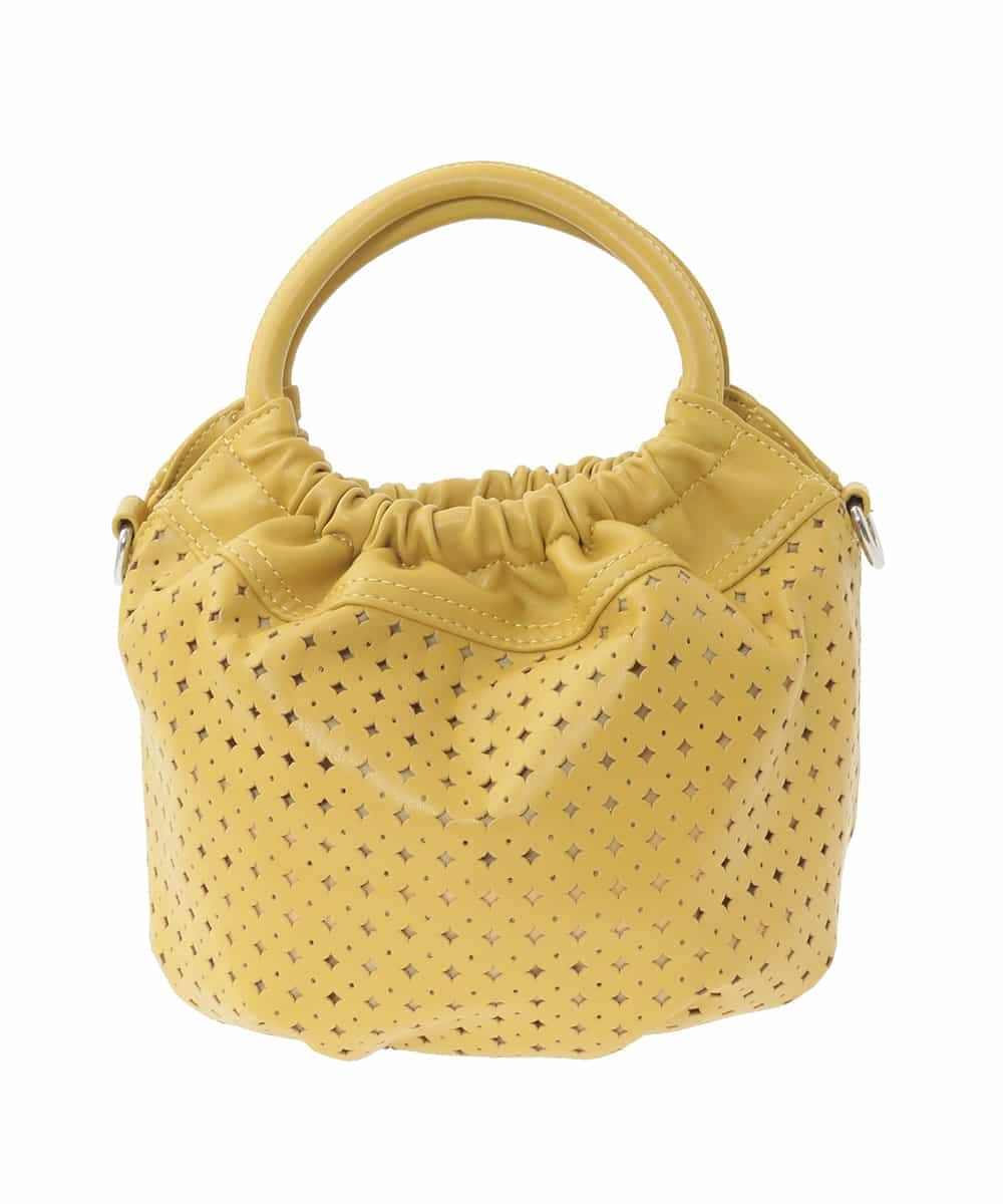 BPCED21150 MK MICHEL KLEIN BAG(MK ミッシェルクラン バッグ) [2WAY]パンチングデザインラウンドミニバッグ マスタード