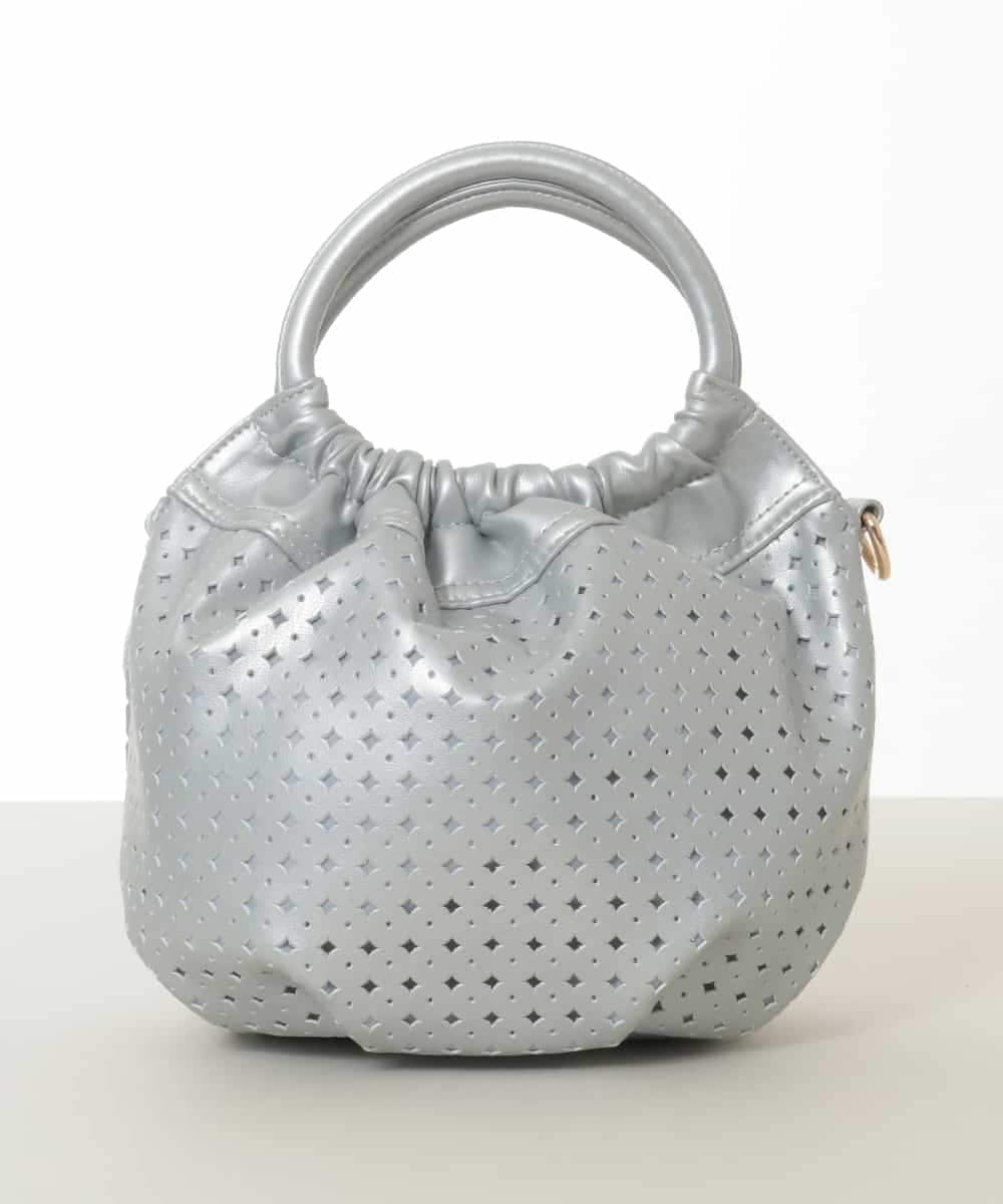 BPCED21150 MK MICHEL KLEIN BAG(MK ミッシェルクラン バッグ) [2WAY]パンチングデザインラウンドミニバッグ シルバー