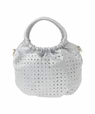 BPCED21150 MK MICHEL KLEIN BAG(MK ミッシェルクラン バッグ) [2WAY]パンチングデザインラウンドミニバッグ シルバー