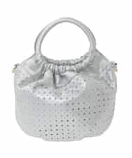 BPCED21150 MK MICHEL KLEIN BAG(MK ミッシェルクラン バッグ) [2WAY]パンチングデザインラウンドミニバッグ シルバー
