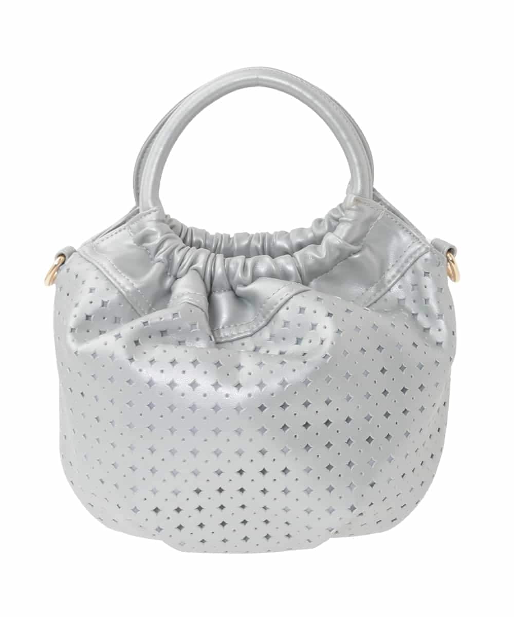 BPCED21150 MK MICHEL KLEIN BAG(MK ミッシェルクラン バッグ) [2WAY]パンチングデザインラウンドミニバッグ シルバー