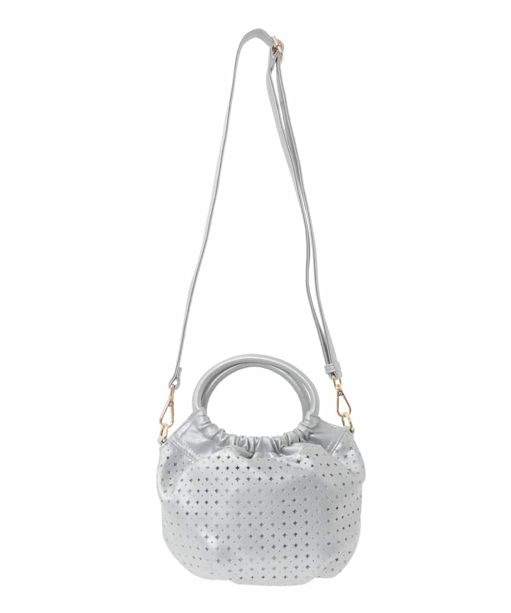 BPCED21150 MK MICHEL KLEIN BAG(MK ミッシェルクラン バッグ) [2WAY]パンチングデザインラウンドミニバッグ シルバー