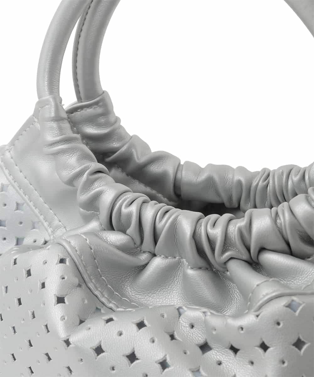 BPCED21150 MK MICHEL KLEIN BAG(MK ミッシェルクラン バッグ) [2WAY]パンチングデザインラウンドミニバッグ シルバー