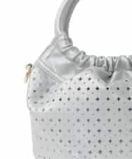 BPCED21150 MK MICHEL KLEIN BAG(MK ミッシェルクラン バッグ) [2WAY]パンチングデザインラウンドミニバッグ シルバー