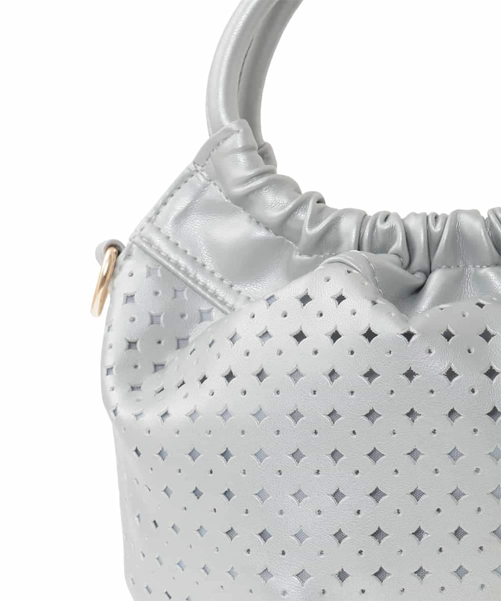 BPCED21150 MK MICHEL KLEIN BAG(MK ミッシェルクラン バッグ) [2WAY]パンチングデザインラウンドミニバッグ シルバー