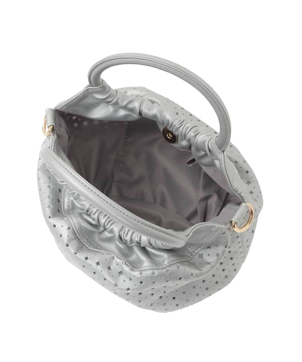 BPCED21150 MK MICHEL KLEIN BAG(MK ミッシェルクラン バッグ) [2WAY]パンチングデザインラウンドミニバッグ シルバー