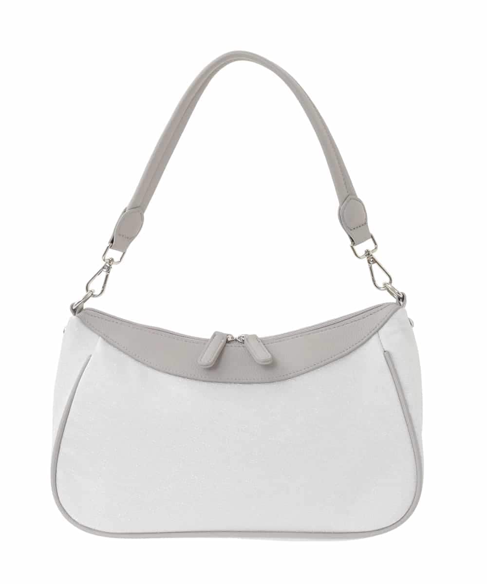 BPCED23160 MK MICHEL KLEIN BAG(MK ミッシェルクラン バッグ) [2WAY]異素材ポイントラウンドショルダーバッグ ライトグレー