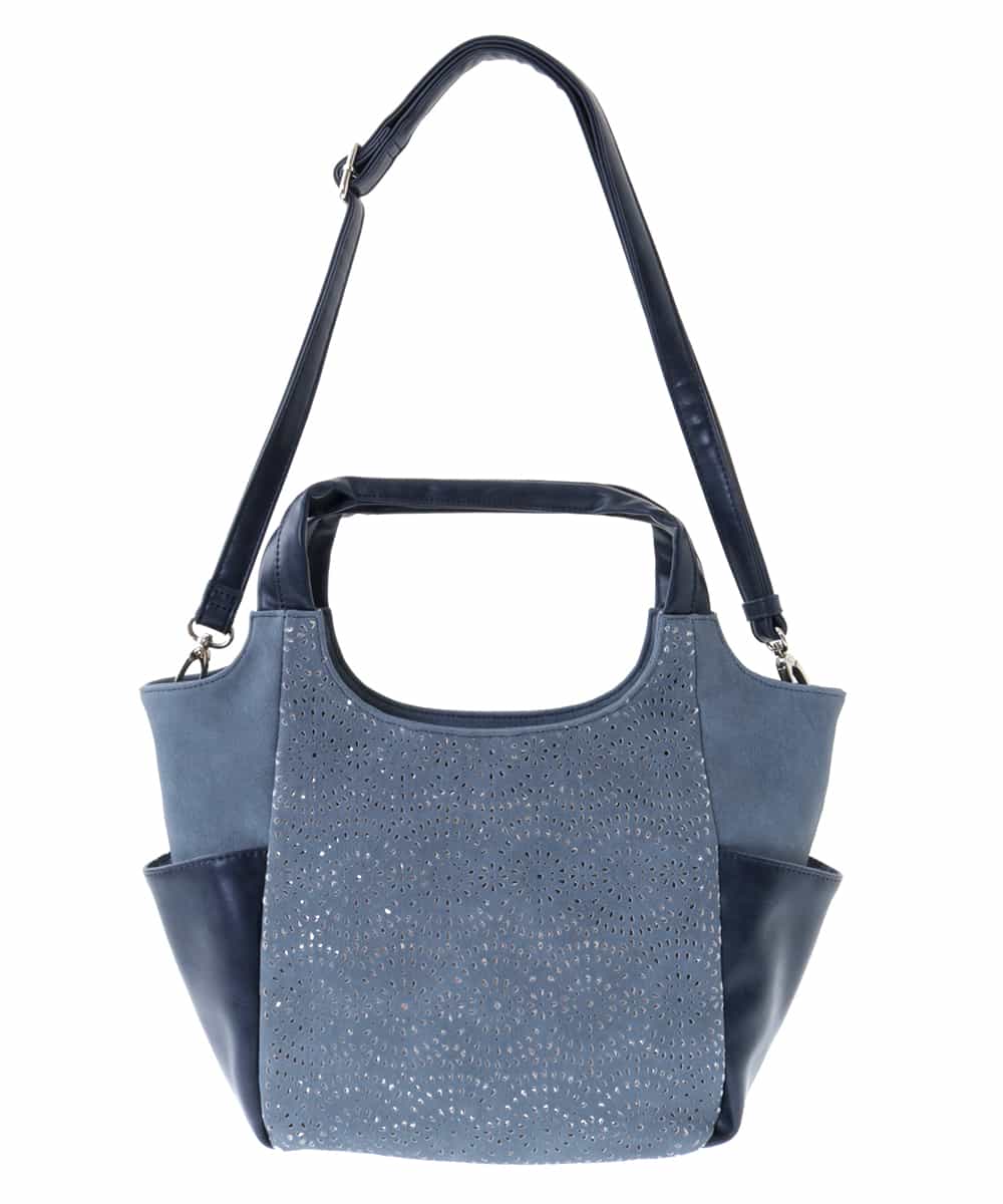 BPCEP11130 MK MICHEL KLEIN BAG(MK ミッシェルクラン バッグ) 【2WAY】フェイクレザー パンチングレーストートバッグ ブルー