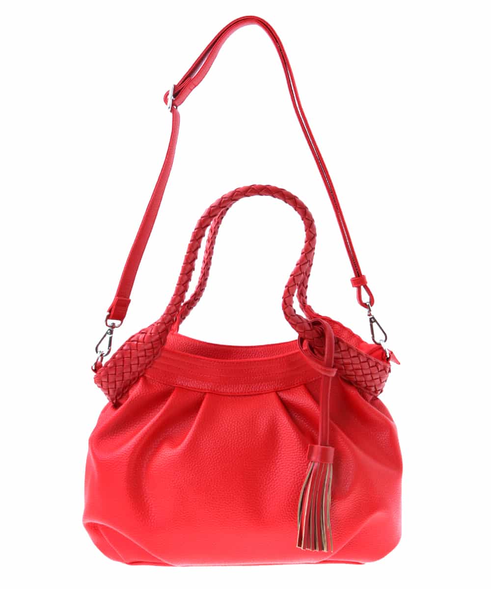 BPCEP23150 MK MICHEL KLEIN BAG(MK ミッシェルクラン バッグ) 【2WAY】編みハンドルトートバッグ レッド
