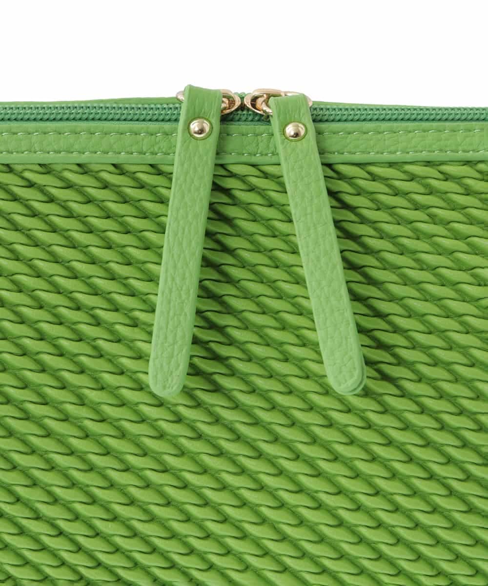 BPCEV23150 MK MICHEL KLEIN BAG(MK ミッシェルクラン バッグ) [2WAY]アクセントカラーエンボスメッシュバッグ グリーン