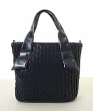 BPCGA31150 MK MICHEL KLEIN BAG(MK ミッシェルクラン バッグ) [2WAY]リンクルデザインシャイニーハンドルバッグ ネイビー