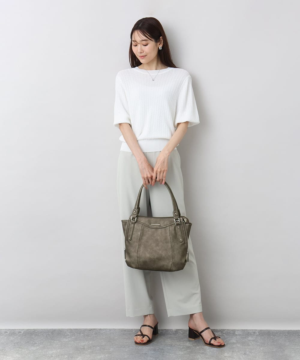 BPCGA36160 MK MICHEL KLEIN BAG(MK ミッシェルクラン バッグ) [2WAY]サイドファスナーデザイントートバッグ ベージュ