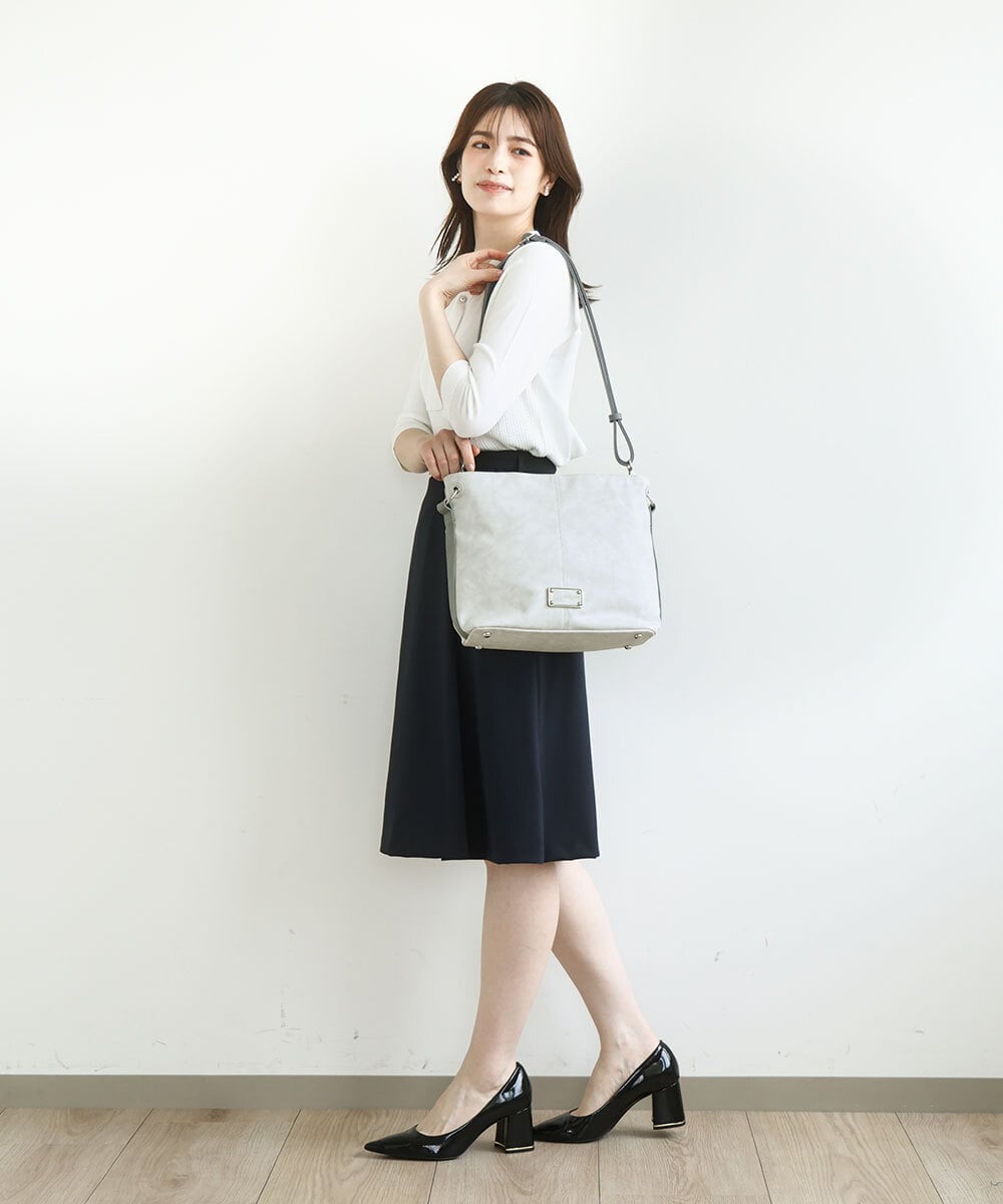 BPCGA39150 MK MICHEL KLEIN BAG(MK ミッシェルクラン バッグ) [2WAY]メタルタグアクセントトートバッグ ネイビー