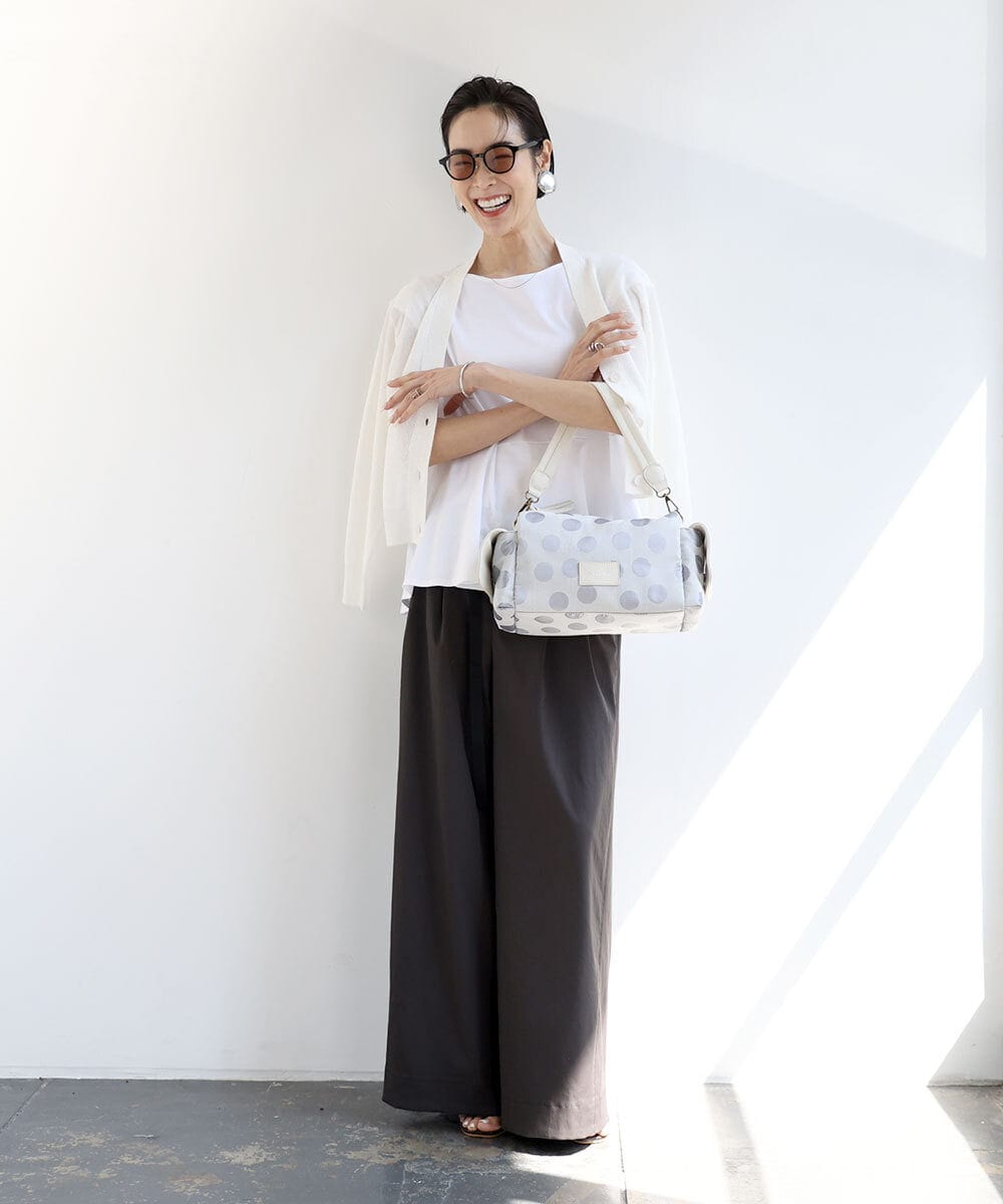 BPCGA41160 MK MICHEL KLEIN BAG(MK ミッシェルクラン バッグ) [2WAY]ドット柄モダンワイドバッグ グレー