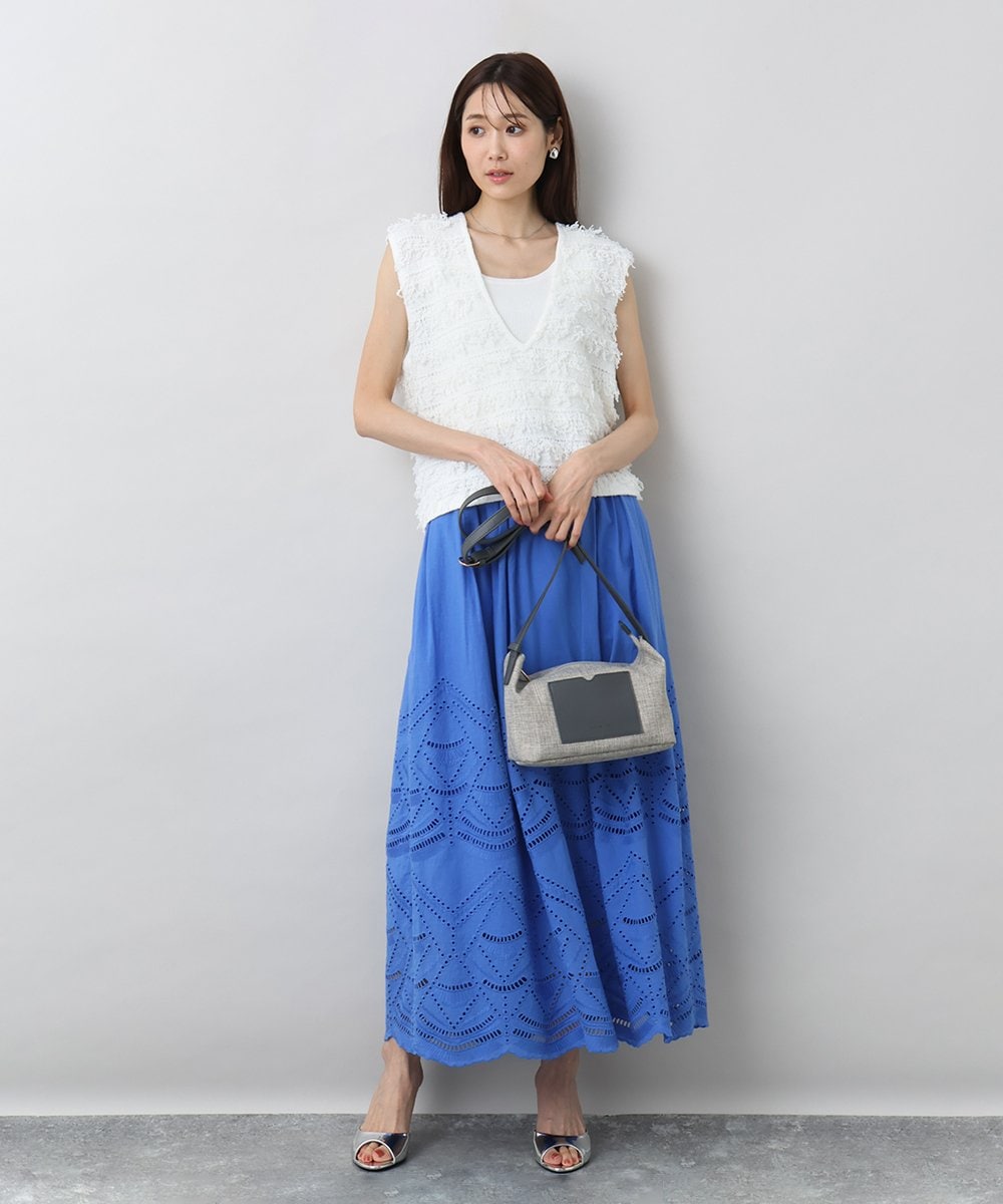 BPCGA52120 MK MICHEL KLEIN BAG(MK ミッシェルクラン バッグ) リネン混ジョイントデザインショルダーバッグ ブラウン