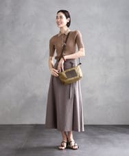 BPCGA52120 MK MICHEL KLEIN BAG(MK ミッシェルクラン バッグ) リネン混ジョイントデザインショルダーバッグ ブラウン