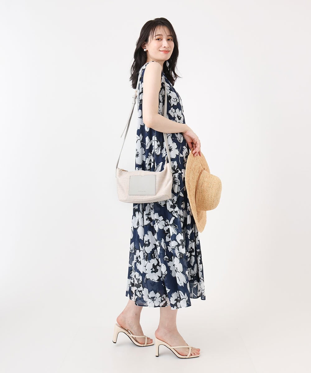 BPCGA52120 MK MICHEL KLEIN BAG(MK ミッシェルクラン バッグ) リネン混ジョイントデザインショルダーバッグ ブラウン