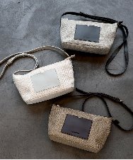BPCGA52120 MK MICHEL KLEIN BAG(MK ミッシェルクラン バッグ) リネン混ジョイントデザインショルダーバッグ アイボリー